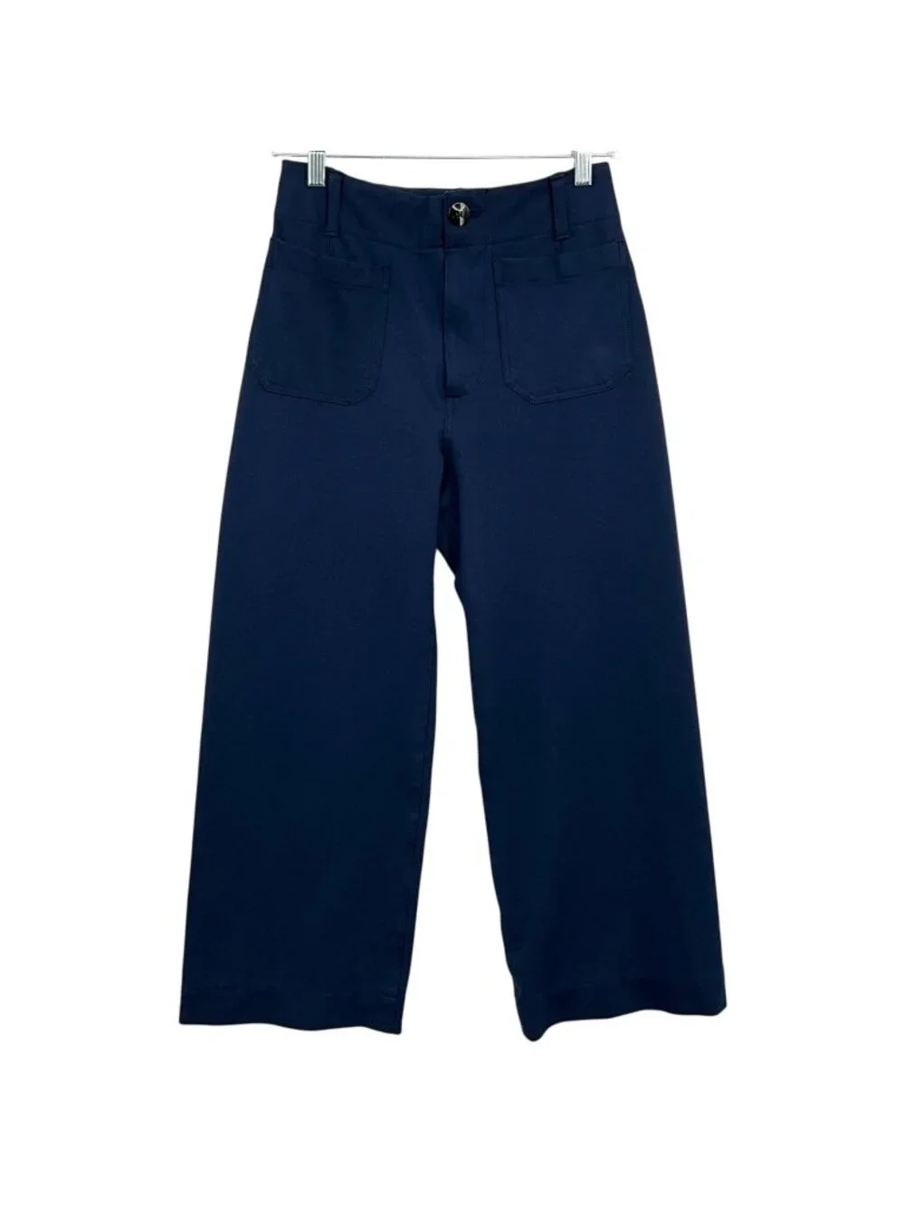Maeve The Colette Pants Womens 27 Blue Cropped Wide Leg Ponte Stretch Trousers